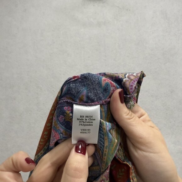 Coldwater Creek Shirt Womens Medium Paisley Button Front Stretch Long Sleeve - Picture 8 of 9